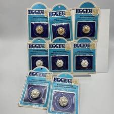 Vintage Egg Decorating EGGEURY Pearl Gold Crown Adorn Lot 8 1" Easter Craft