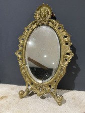 Miroir Biseauté Ovale Ancien Cadre Bronze 19eme Siècle Doré Napoleon III