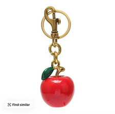 Red Apple Bag  Purse Charm Enamel Keychain Fruit Accessory w/ Premium Dustbag