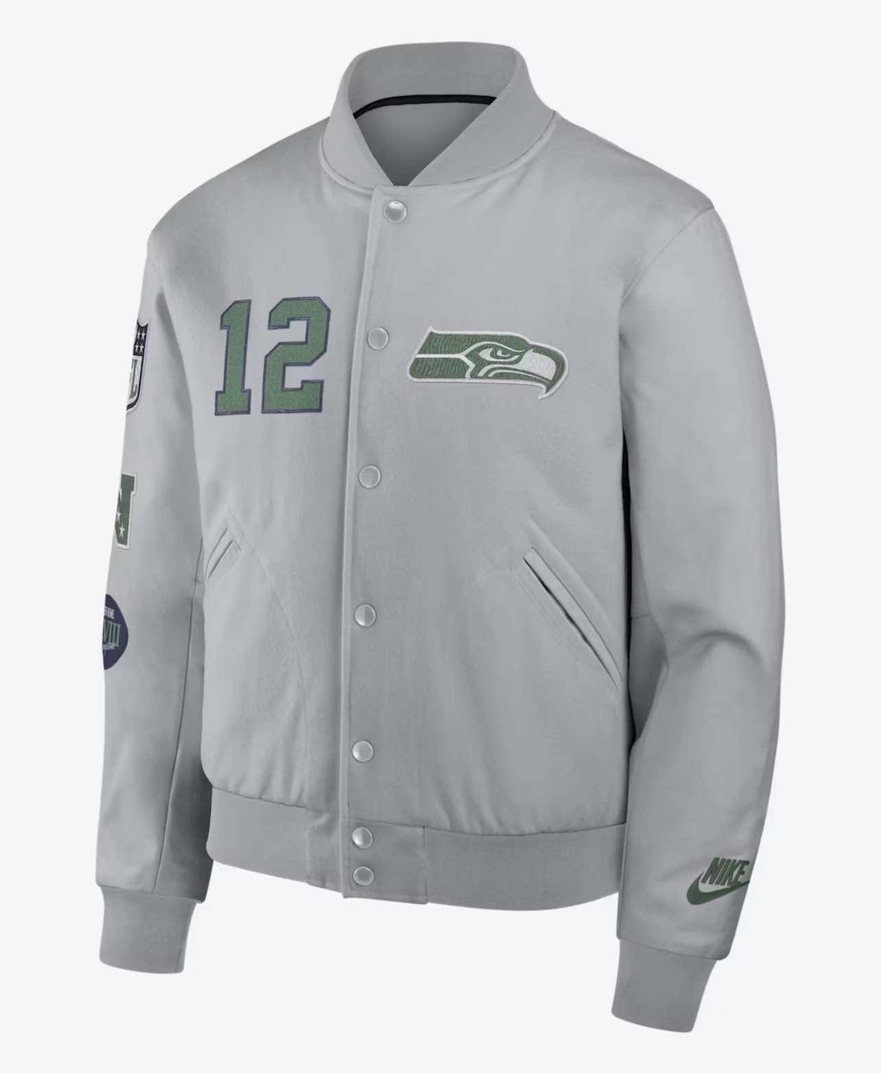 Nike Seattle Seahawks Rivalries NFL Collection Varsity Wool Leather Jacket 2XL image 2