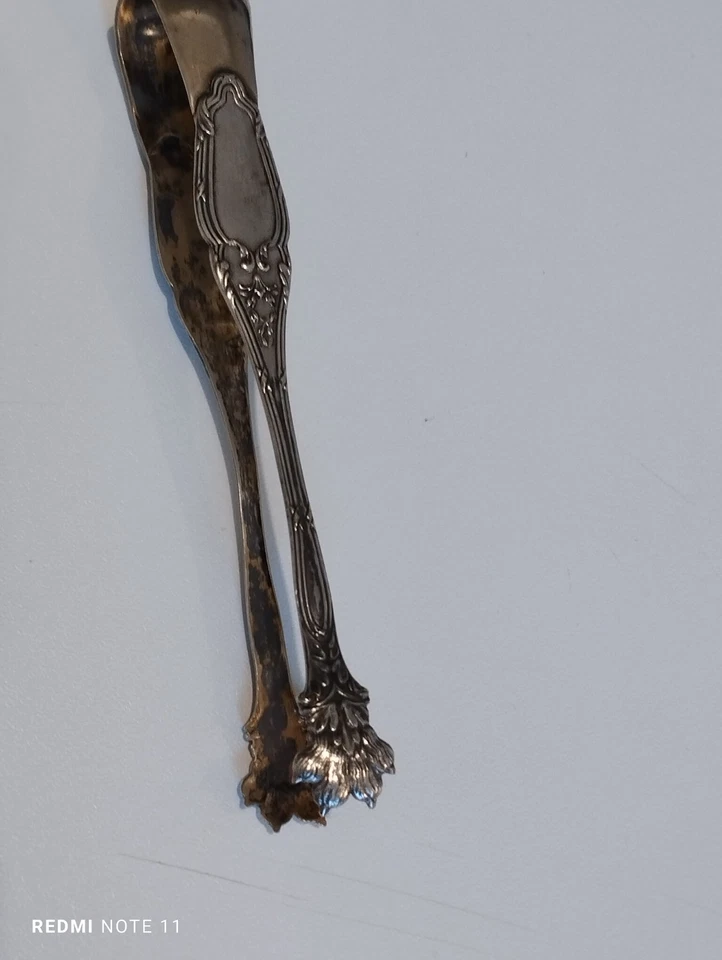 pince à sucre ancienne en métal doré et argenté - Photo 2/4