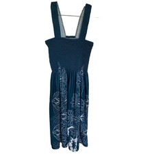 Tube top dress blue and white botanical print euc size large