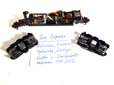 TRIX EXPRESS Rahmen, Motor, Getriebe, Drehgestelle für E-Loks 110/112, Spur H0