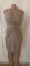 Dress Elegant Gold Shimmer Sleeveless Knee-Length with Bow Waist – New