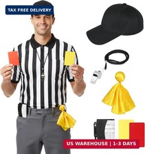 Striped Referee Shirt Halloween Costume Men's, Football Soccer Sports and Hallow