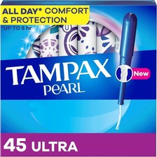 Tampax Pearl Tampons, with LeakGuard Braid, Ultra 45 Count Pack of 1 