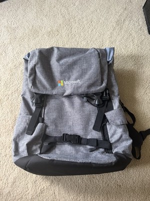 Microsoft Logo Backpack 20'' Top Loader Buckle Day Laptop Bag Pack Gray