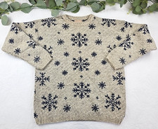 VTG Woolrich Women's Wool Blend Knit Sweater Brown Snowflake Size M Made in USA