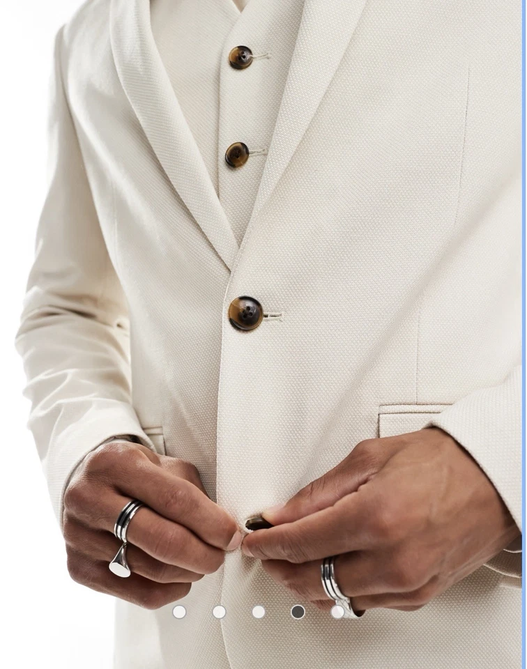 Traje chaqueta y pantalones ajustados para hombre talla 42R 34/32 de Asos Stone Foto 2 de 4