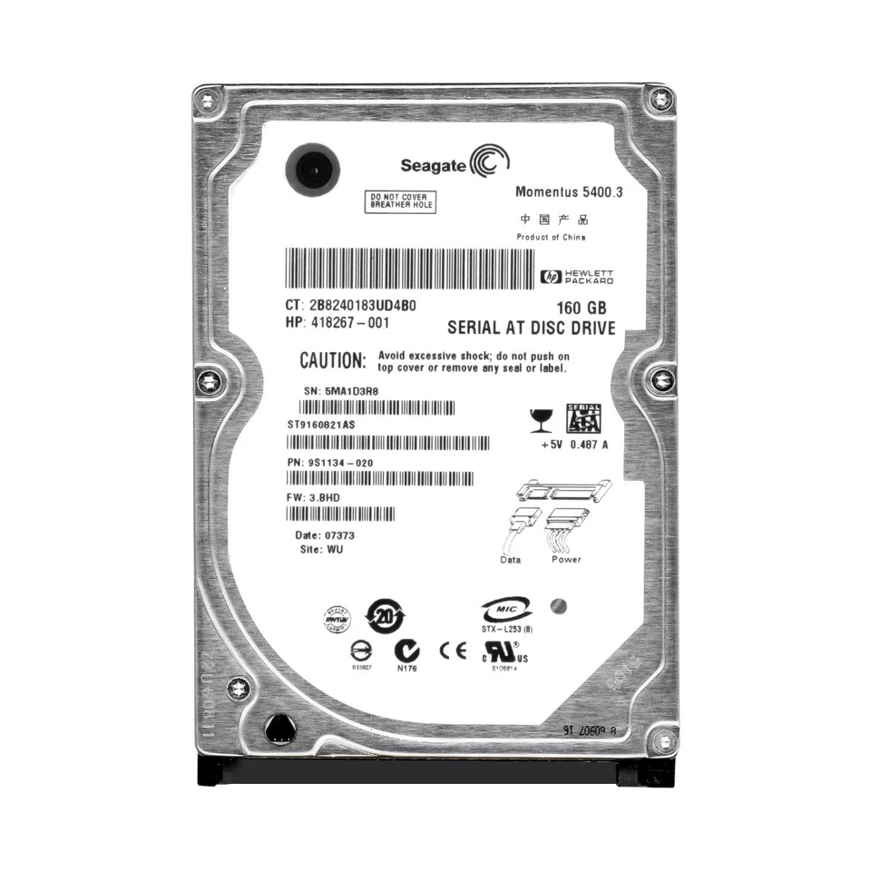 Disque Dur SEAGATE MOMENTUS ST9160821AS 160GB 5.4K 8MB SATA 2.5'' - Photo 3/3
