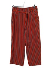 ZARA Trafaluc Pantalone Tessuto Donna XXL Rosso Rigato Culotte Gamba Larga