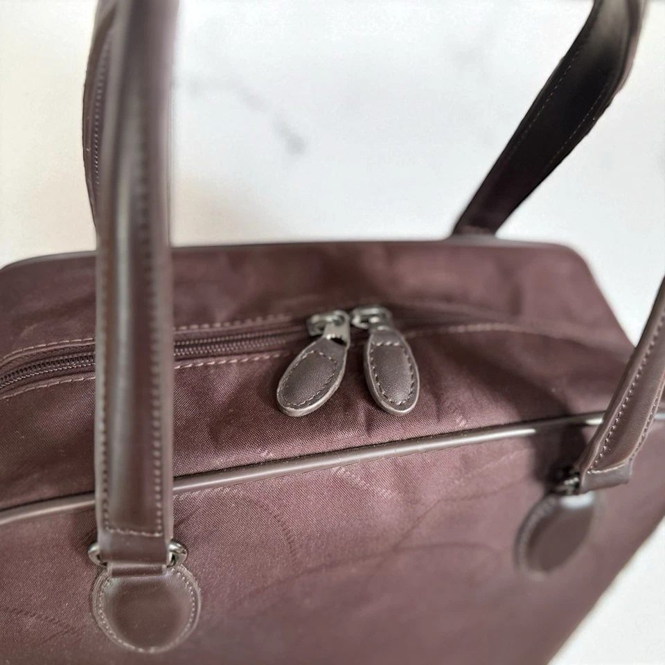 Hartmann - Barbara Barry Bolso de Mano de Fin de Semana Equipaje Marrón Patrón Jacquard Foto 4 de 4