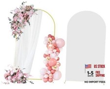 6FT Gold Metal Arch Backdrop Stand and Spandex Arch Cover Set Easy 6 FT White
