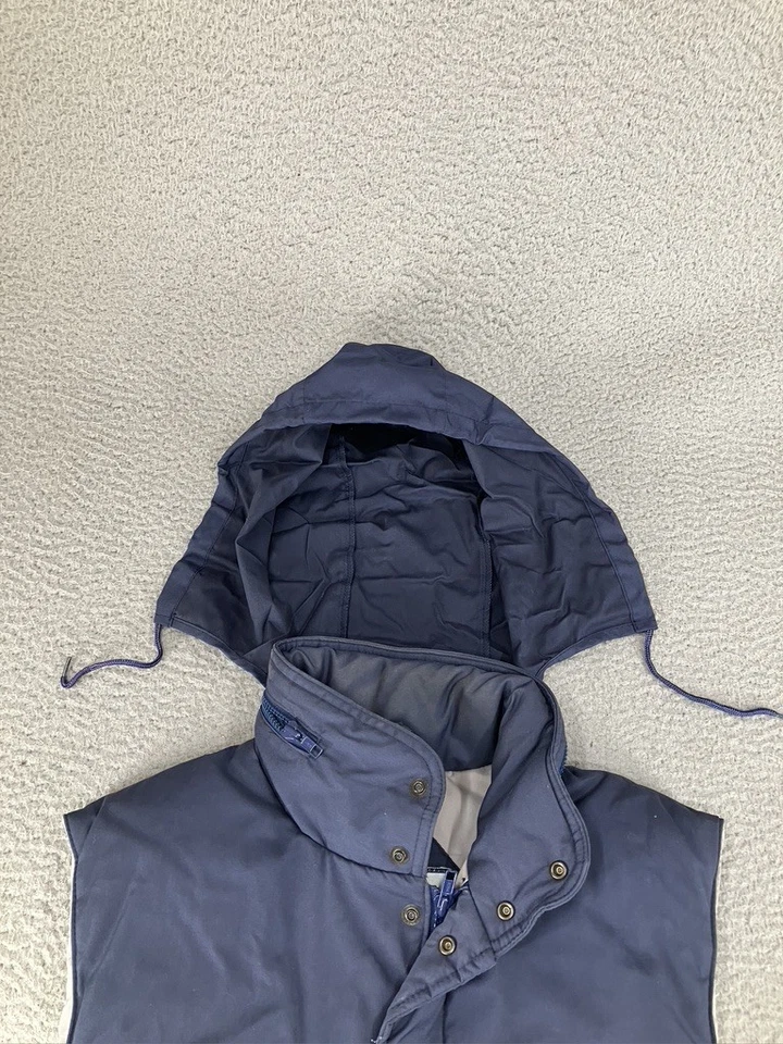 Vintage Fieldmaster Puffer Vest Mens Medium Tall Blue Insulated Hooded Hunting - Image 2 of 4