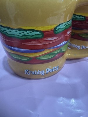 SpongeBob Krabby Patty Coffee Mugs (2)-2023 Ceramic Burger  Nickelodeon  (c1-18)