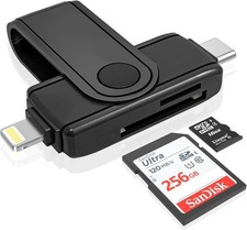 USB C Lightning SD Card Reader for Iphone 15 Ipad Mac - 2 in 1 Micro SD/SD Card