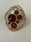 Vintage LIRM Israel 925 Sterling Silver Vermeil Gold Plated Ring Stones 6 1/2