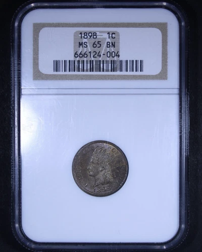 1898 Indian Head Cent - 1c NGC MS65 BN - Brown