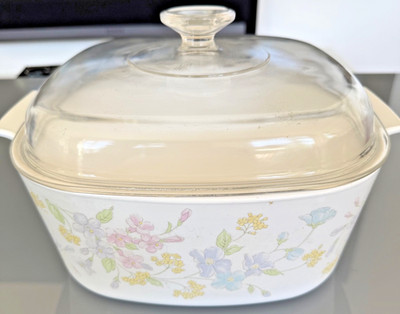 Corning Ware Pastell Boutique Auflaufform Floral mit Deckel A-5-B 5 Liter Vintage