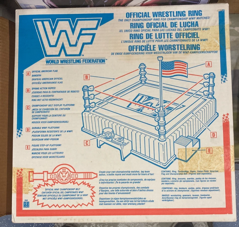 Vintage 1991 WWF Hasbro Official Wrestling Ring With Box International Ed. - Image 2 of 4