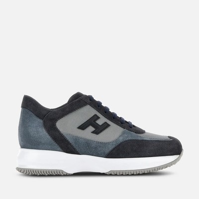 HOGAN - HERRENSCHUH INTERACTIVE WILDLEDER UND STOFF BLAU+GRAU GO828P