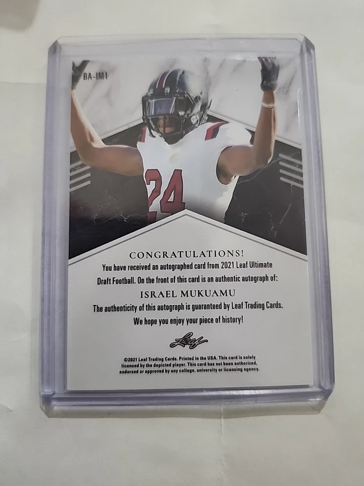 2021 Leaf Ultimate Draft - Israel Mukuamu #BA-IM1 /99 (AU, RC) - Image 3 of 3