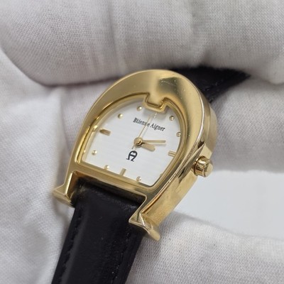 Vintage 90s Etienne Aigner Womens Watch Horse Shoe Logo Leather Analog Quartz
