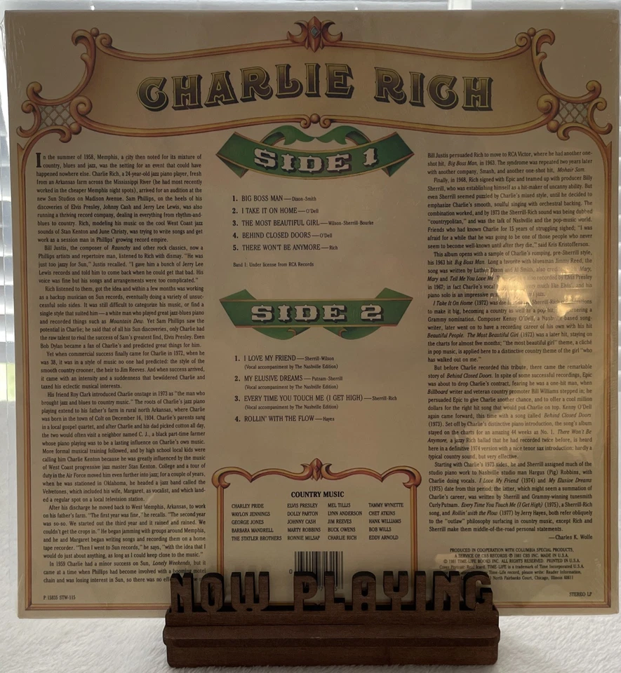 Country Music: Charlie Rich (1981) Vinyl Record Time Life STW-115 New Sealed - Image 4 of 4