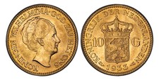 NETH. Wilhelmina I. 1933 AV 10 Gulden. PCGS MS65. KM 162.