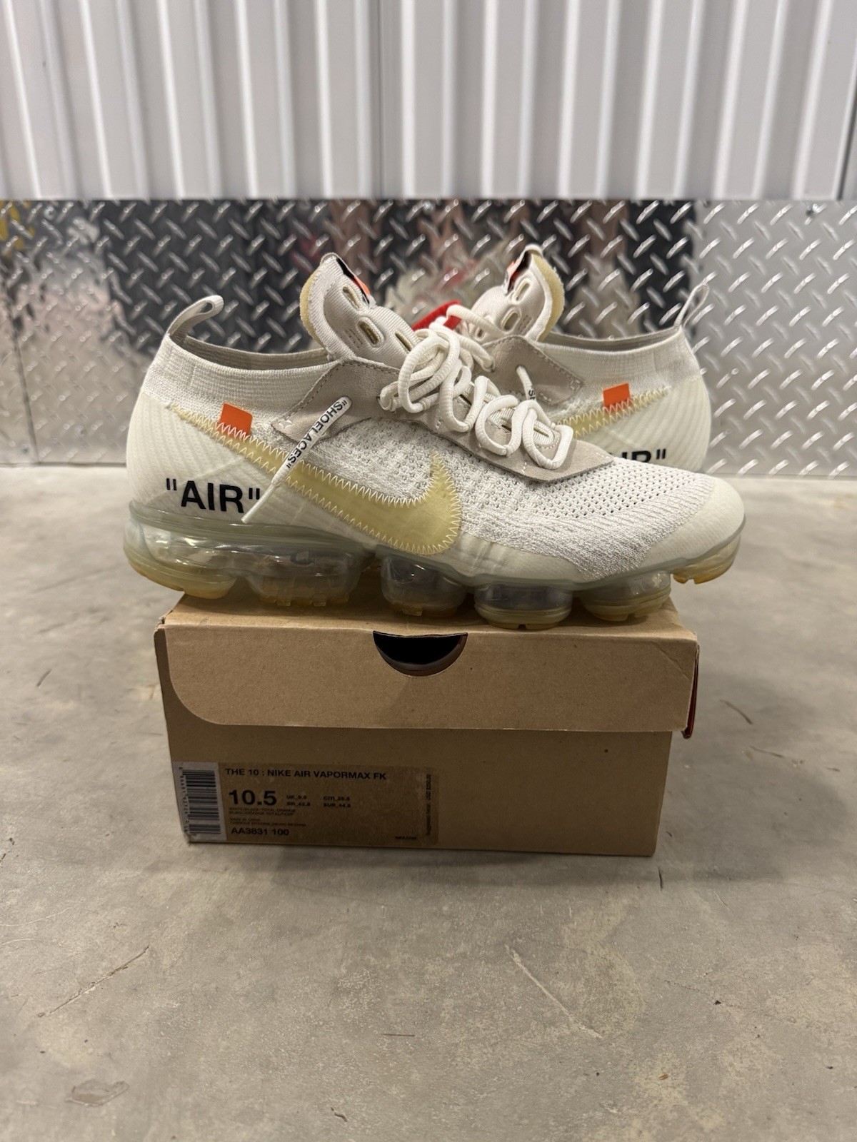 OFF WHITE X NIKE Nike Off White x Air VaporMax bianche taglia 10 5 indossate con scatola AA3831 100 autentiche