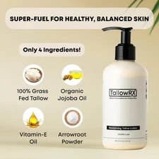 Grass-Fed Beef Tallow Lotion - Organic Body Moisturizer with Jojoba & Vitamin E