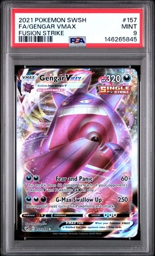 2021 POKEMON SWORD & SHIELD FUSION STRIKE #157 FULL ART/GENGAR VMAX PSA 9