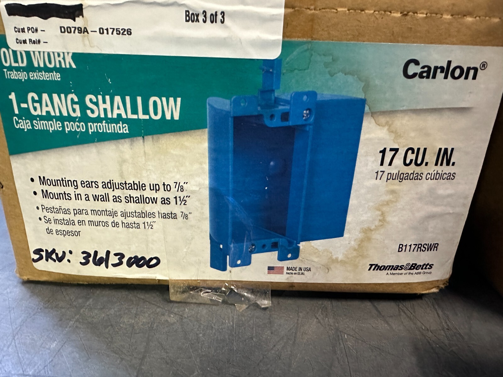 1-Gang 17 cu. in. PVC Shallow Old Work Electrical Switch and Outlet Box - NEW