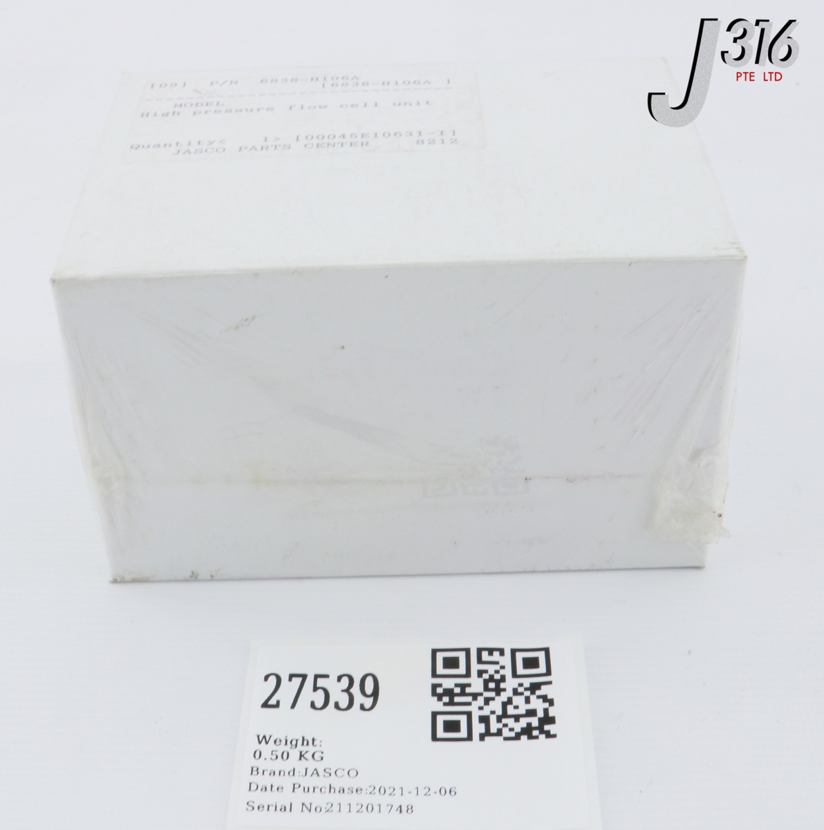 27539 JASCO HIGH PRESSURE FLOW CELL UNIT (NEW) 6838-H106A | eBay