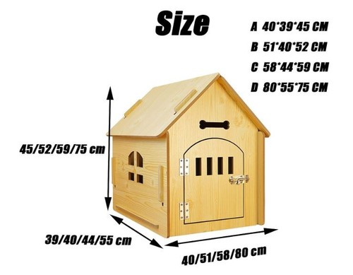 Wooden Pet House with Roof for Cats & Dogs Indoor and Outdoor Use, Easy Assemble - Picture 7 of 7