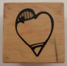Psx C-2490 1998 Bold Whimsical Heart Love Wedding Romantic Wooden Rubber Stamp