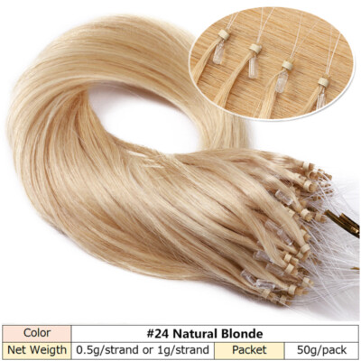 Nano Remy Echthaar Microring Loop Extensions Haarverlängerung 200 Strähnen Glatt