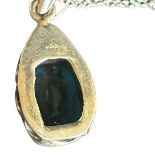 NEW 4 Carat Natural Blue Topaz Pendant & Chain 925 Sterling Silver 18" + 3" ext. - Picture 7 of 9