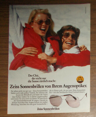 Seltene Werbung vintage ZEISS SONNENBRILLEN Chic macht Sonne zärtlich 1980