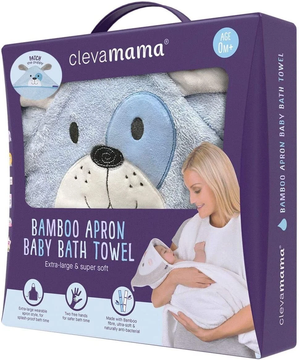 Clevamama Apron baby bath soft bamboo hooded towel newborn in