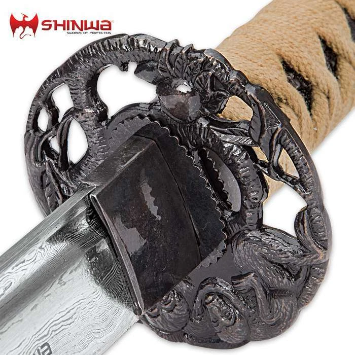Espada Katana Japonesa 40" Shinwa Lista para Batalla Damasco Acero Ninja Samurai  Foto 4 de 4