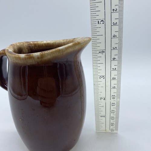 Vintage Hull Pottery Brown Drip Glaze 4.5" Oven Proof USA Creamer Syrup Pitcher - Picture 3 of 4