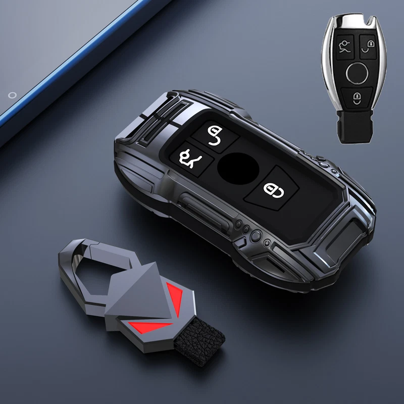 Alloy Silicone Car Key Case cover For Mercedes Benz A B C E S G M V ML SLK GLK - Imagem 4 de 4