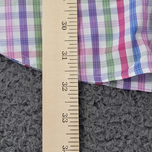 Peter Millar Shirt Mens Medium White Pink Purple Plaid Long Sleeve Button Up - Picture 10 of 10