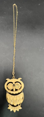 Vintage MCM Cream Articulated Owl Necklace