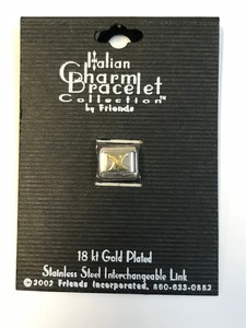 Authentic Italian Charm 18Kt Gold Plated Initial X Bracelet Friends Collection