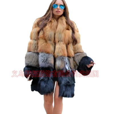Fox Fur Coat Women's Medium Long Popular America Imitation Fur Warm Thick Coat