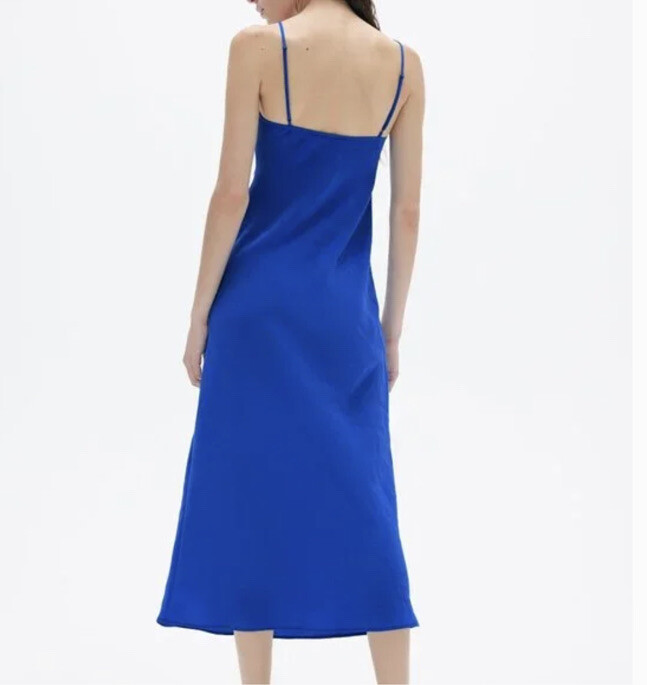 Zara Blue Midi Dress With Ruching Womens Size XS | eBay