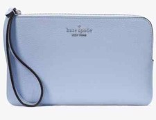 Kate Spade Leila Medium L-Zip Wristlet Blue Leather Wallet KE933 NWT 139 Retail