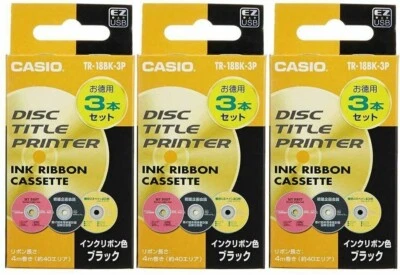 Ruban d'encre pour imprimante Casio Disc Title TR-18BK-3P noir lot de 3 × 3 b...